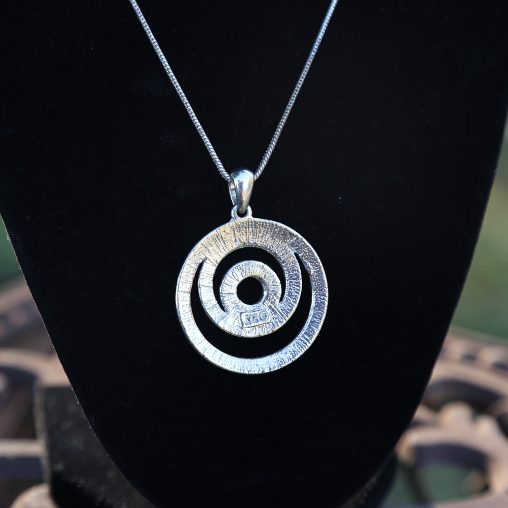 Kenneth Cole Silver Tone Necklace with Red Accent Pendant - Picture 4 of 4